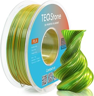 Dual Color Silk PLA Filament 1.75mm Yellow Green 1KG, Shiny High Gloss Finish, Seamless Color Transition, Neatly Wound, Accuracy +/-0.02mm Vacuum Packaging