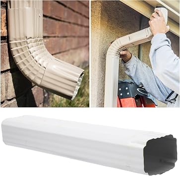 Moxweyeni 1 Pack 2 x 3 Inch, 15 Inch White Aluminum Downspout Extensions Roofing Gutter Downspout DIY Installation for Home Outdoor Drainage