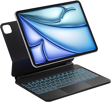 Inateck Magnetic Keyboard Case for iPad Pro 11-inch M5/M4, 2025/2024, Easy-Set Keyboard Floating Cantilever Stand, 7-Color Backlight, with Trackpad, KB09119-11