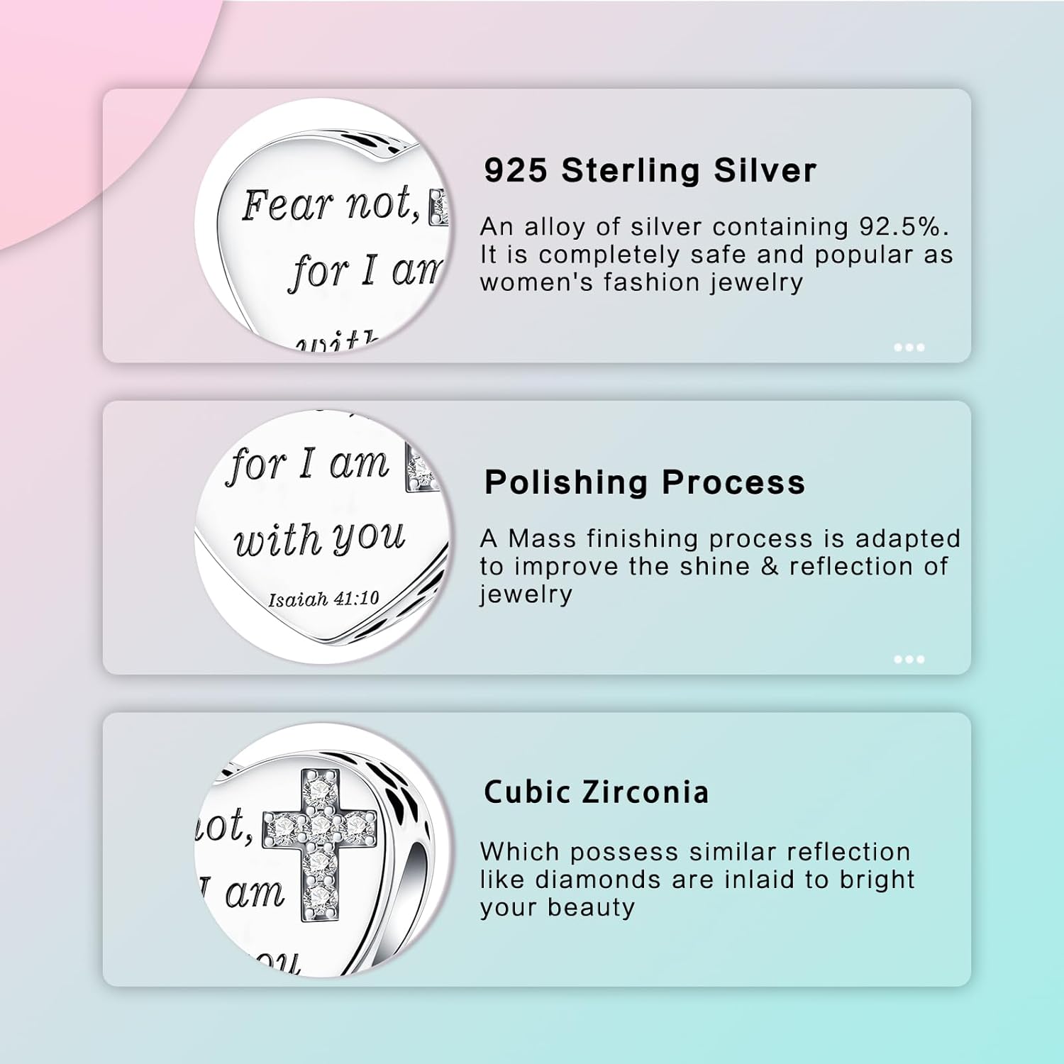 LUXILLA Love You Best Friend Grandma Wife Heart Charm 925 Sterling Silver Charms Fit for Bracelets Necklace Jewelry Gift for Women - Image 5