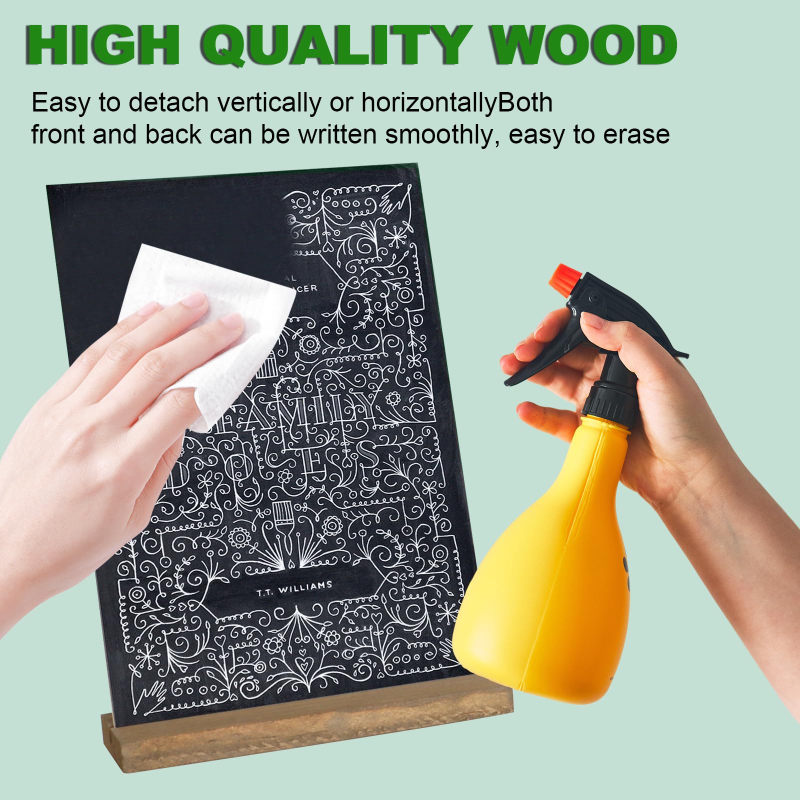 DAJAVE Pizarras para Escribir 15 x 22 cm A5 Doble Cara Soporte de Madera