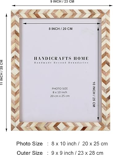 Miniatura 3 de Handicrafts Home Marco de fotos de mosaico Chevron de 8 x 10 pulgadas, marco de fotos hecho a mano con incrustaciones de hueso para decoración de