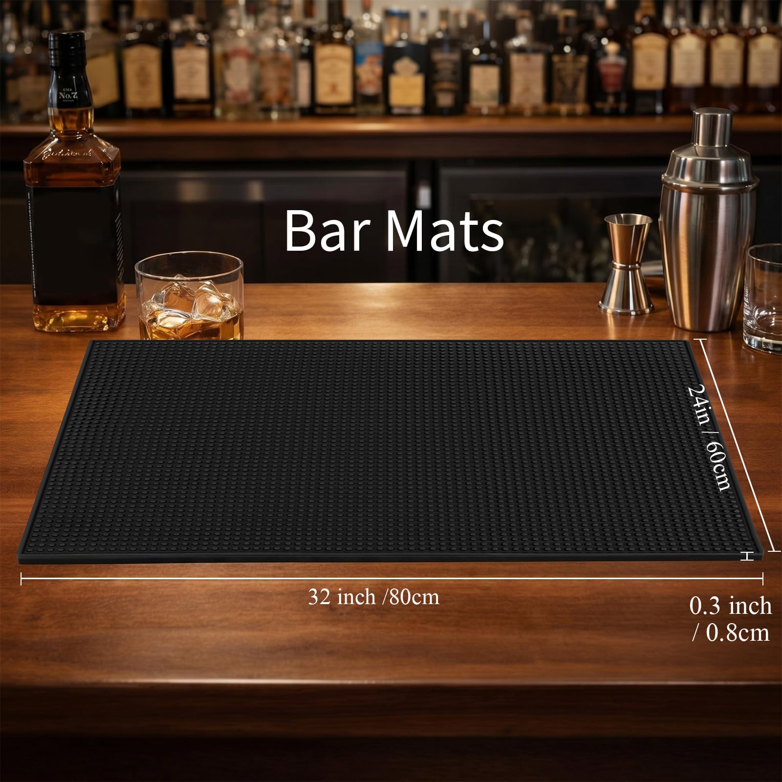 Tioncy 1 Pack Extra Large Bar Mat, 32 x 24 Inch Black Countertop Liner — Amazon image 2