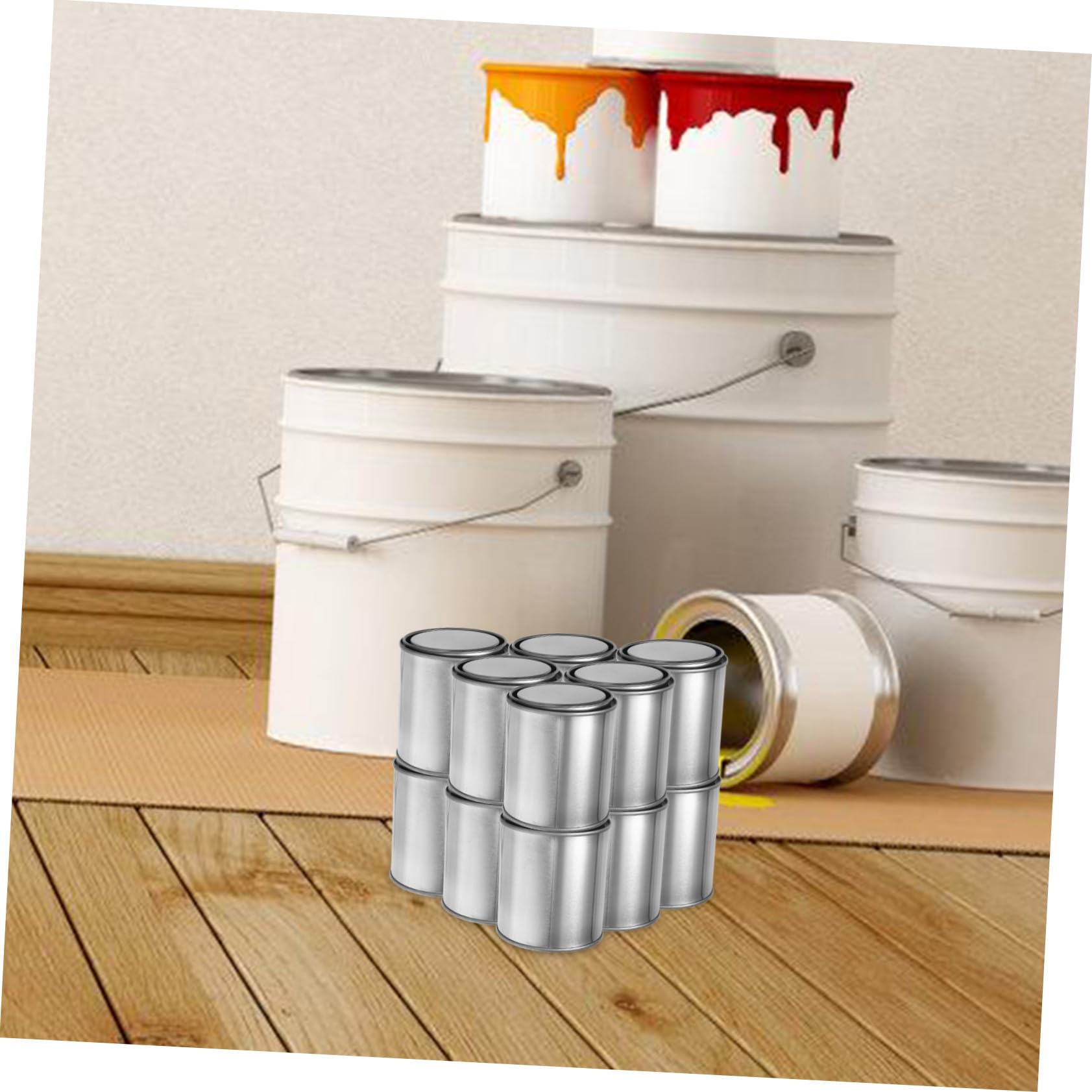 Didiseaon Latas de Pintura Metálicas Vacías Contenedores de Almacenamiento con Tapas Latas de Pintura Pequeñas para Manualidades y Proyectos de Bricolaje