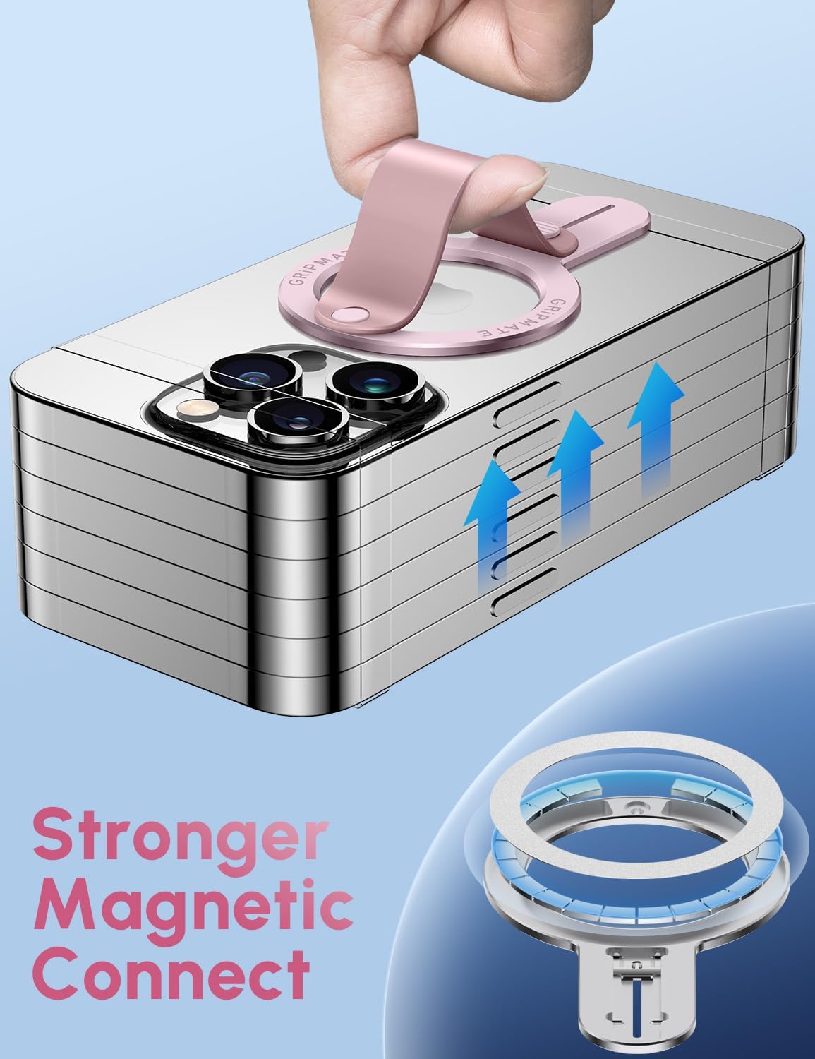 for MagSafe Phone Grip for iPhone - Magnetic Phone Ring Holder Detachable for iPhone 17 - Comfortable Finger Phone Loop Grip for Apple 16/15/14/13/12,Pink - Image 4