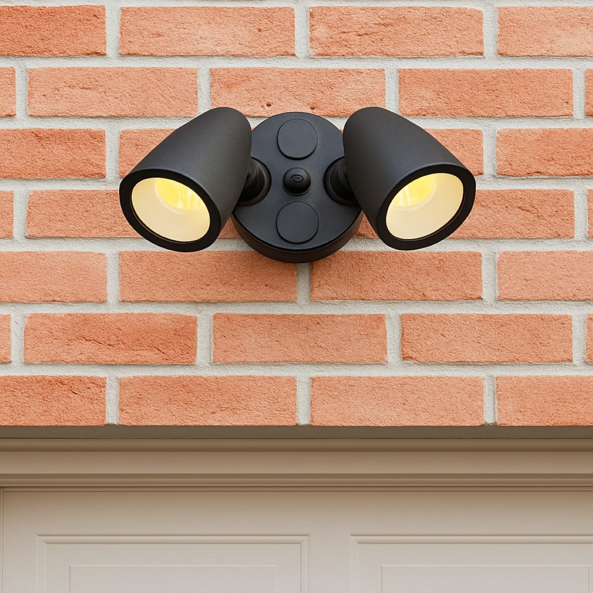 CGC Lighting Black Twin LED Spotlight Floodlight Outdoor Wall Light 2 Head Spot Security Adjustable Head Garden Porch Patio Lamp Slim Modern New Garage Shed (Security Light)