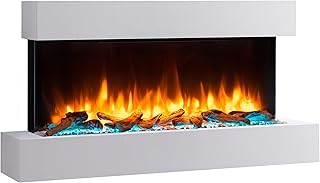 BALDERIA Ignis - Elektrischer Wandkamin mit Heizung und LED Flammeneffekt, Weiss