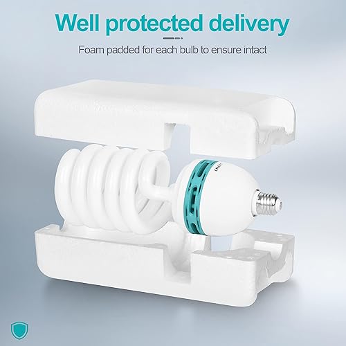 Miniatura 6 de EMART Bombilla de espectro completo, 105 W espiral CFL 5500 K luz diurna para kit de iluminación Softbox, lámpara de repuesto para fotografía,