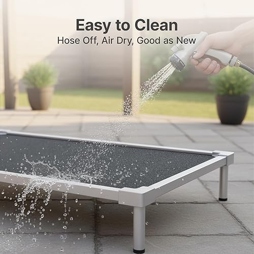 Miniatura 7 de Cama elevada para perros de tamaño mediano, aleación de aluminio a prueba de masticación, suministros resistentes para perros, cuna elevada para