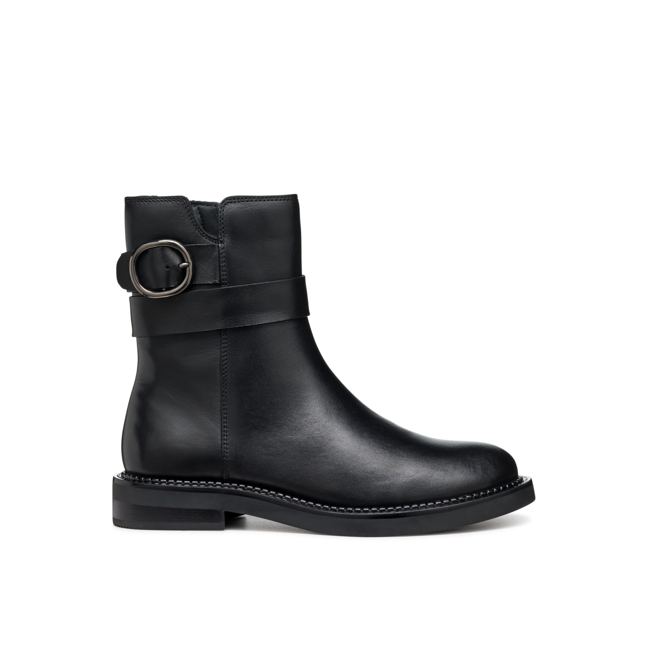 Geox Serilda Ankle Boots In Breathable Leather Women's Black Size 40 (6.5)