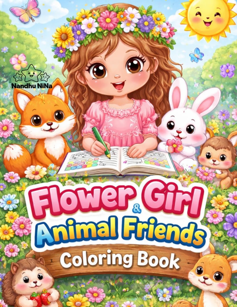 Flower Girl and Animal Friends Coloring Book: A Cozy Collection of Cute Animals, Flowers, and Friendship Moments (Bloom & Fantasy Coloring Series)