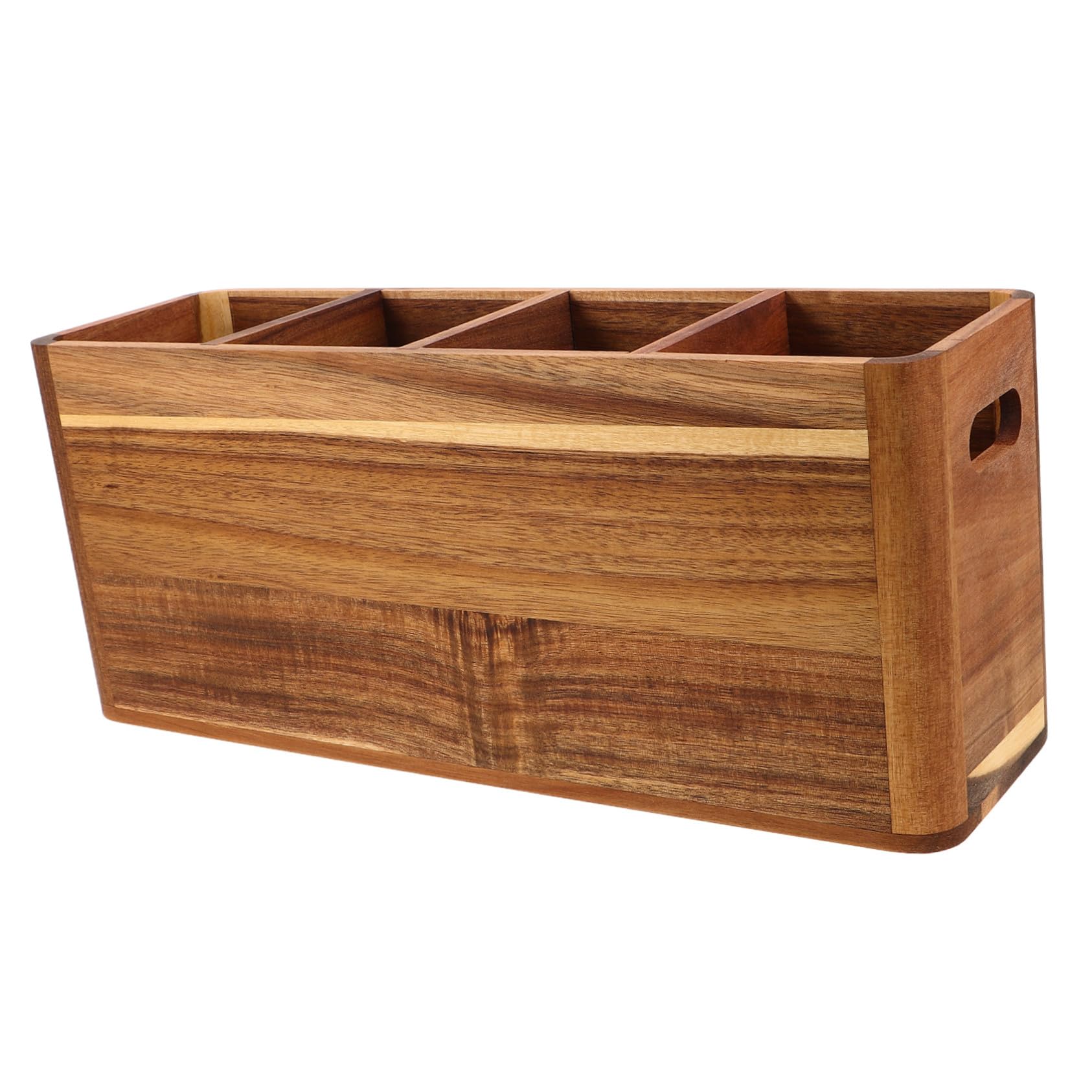 Boîte de Rangement à 4 Compartiments pour Bois Ustensiles Cuisine
