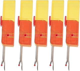 Syrisora 5 piezas de desgarradores de costura plegables de acero, herramienta portátil para quitar hilos con sombrero transparente para coser manualidades, color amarillo