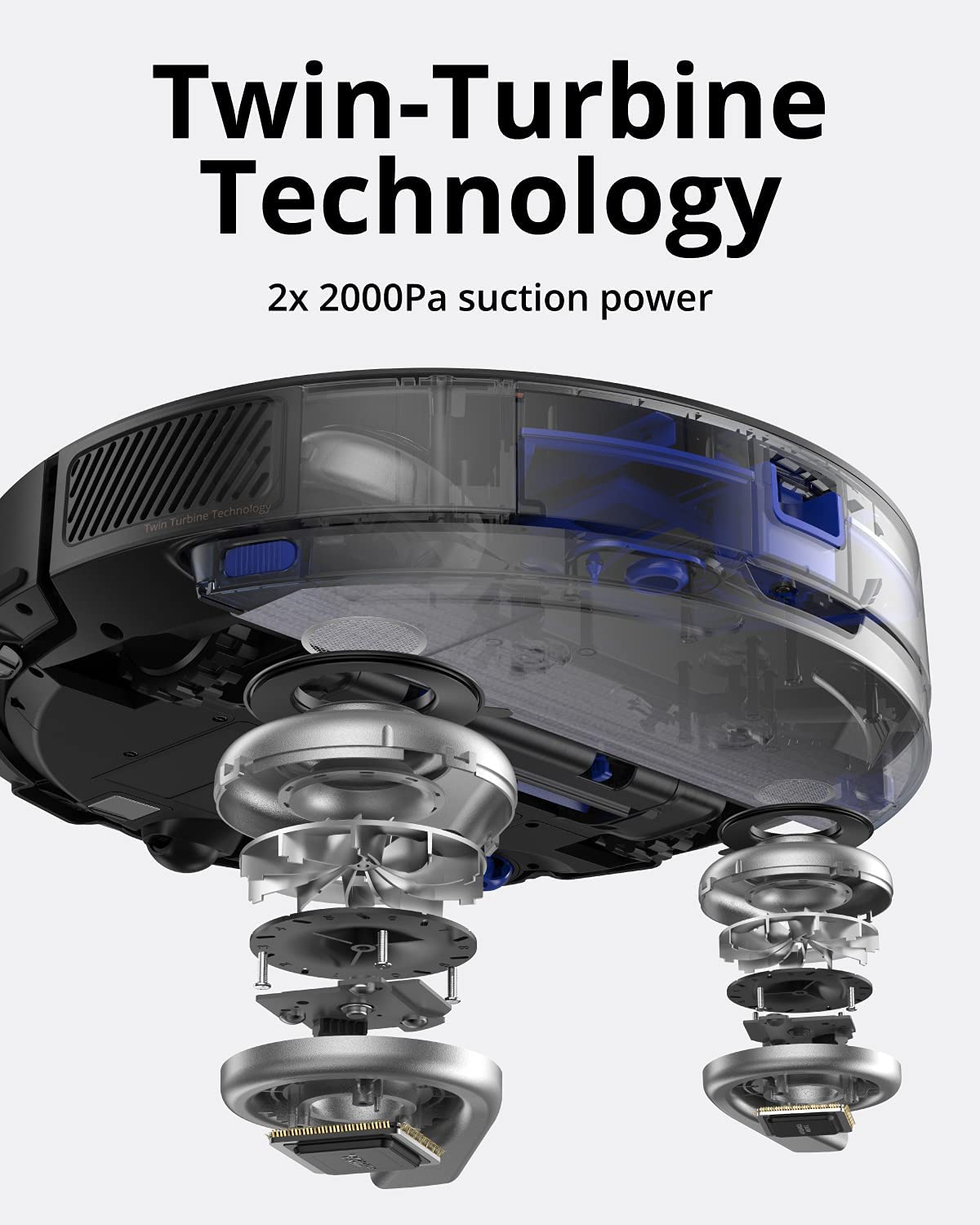 eufy Saugroboter mit Wischfunktion, RoboVac X8 Hybrid, 2X 2000Pa Saugleistung, iPath Lasernavigation, 2-in-1 Sauger & Wischmopp, AI. Map 2.0 Technologie, WLAN-Funktion (Generalüberholt)