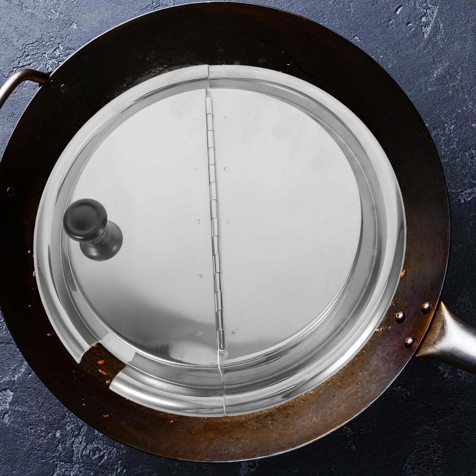 Tapa de Sartén de Acero Inoxidable Asa, Diseño Profundo y Grueso, para Ollas y Sartenes, Adecuado para Freír y Cocinar al Vapor, Diámetro 25cm