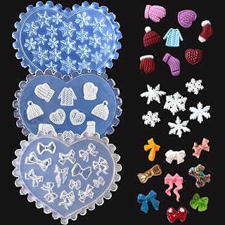 Silicone Nail Art Molds DIY Manicure Decoration 3D Winter Snowflakes Sweater Hat Bowknot Design Craft Carving Mold for Christmas Nail Charms Accessories Making