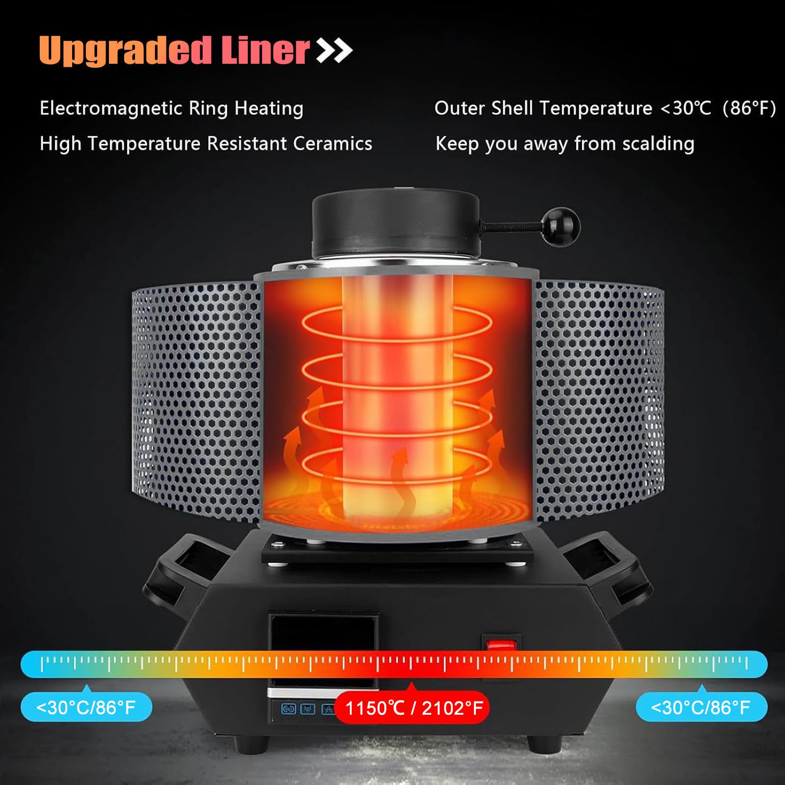 Horno de fusión eléctrico de 1750 W, fundición digital de metal dorado y plateado, máquina de fundición de 1150.0 °C, herramienta de fundición de joyas para aluminio de cobre, 1 kg/2 kg/3 kg, 220 V