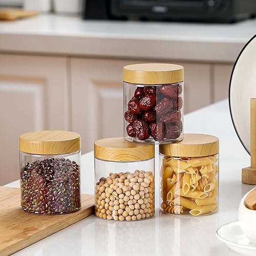 Miniatura 5 de Uiifan 24 tarros de plástico con tapas, contenedor de almacenamiento transparente de 10 onzas, contenedores de especias a granel, tarro de