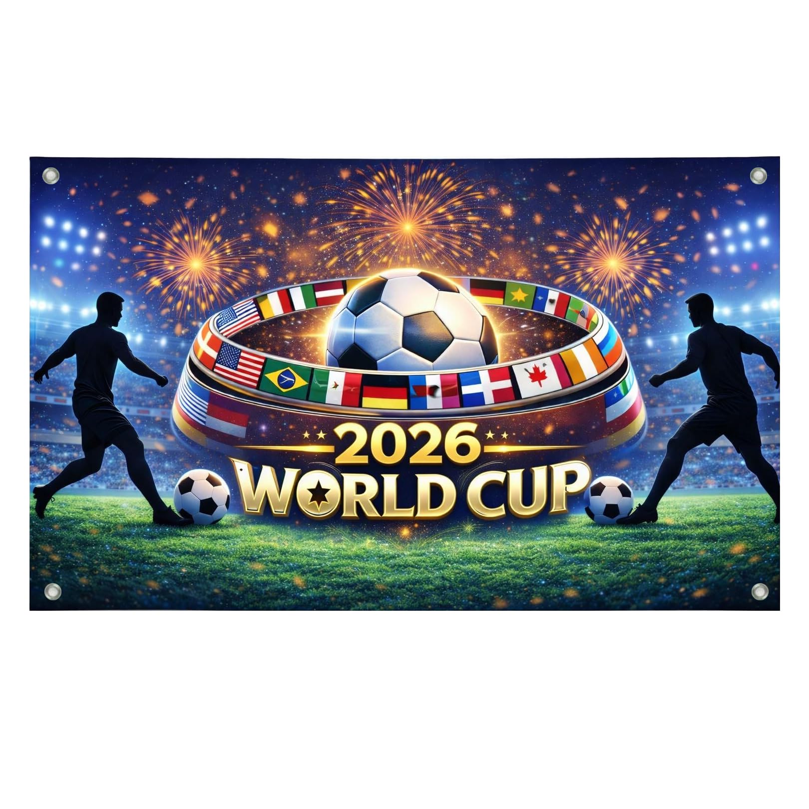 1 Pcs World Cup Football 2026 Backdrop Banner, World Cup Decorations 2026, Large Football Banner for Party Supplies Outdoor Indoor Hanging Wall Door Gate Fence Decor