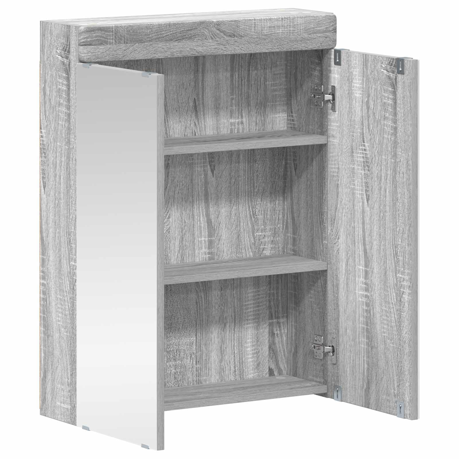 SYDE Armario Baño Gris Sonoma 60 x 16,5 x 78 cm | Madera elaborada, Acabado mate, Almacenaje toallas, Montaje requerido