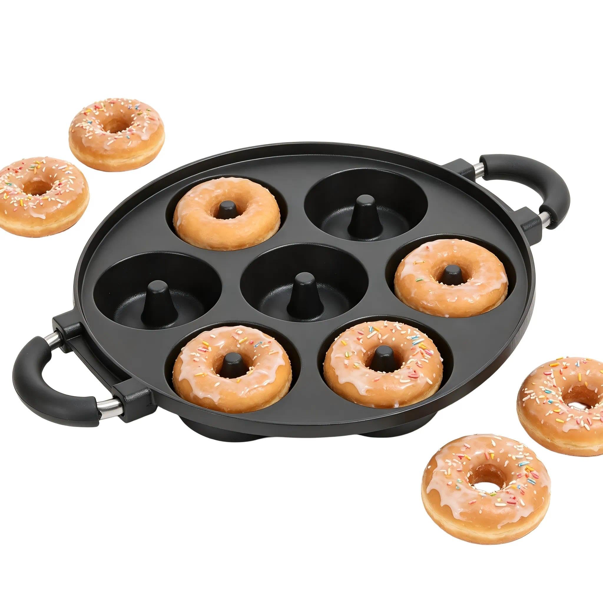 Donut Pan Machine, 7 Cavité Moule de beignet rond antiadhésif pour cuisson Donuts Muffins Desserts maison 28x5,5 cm