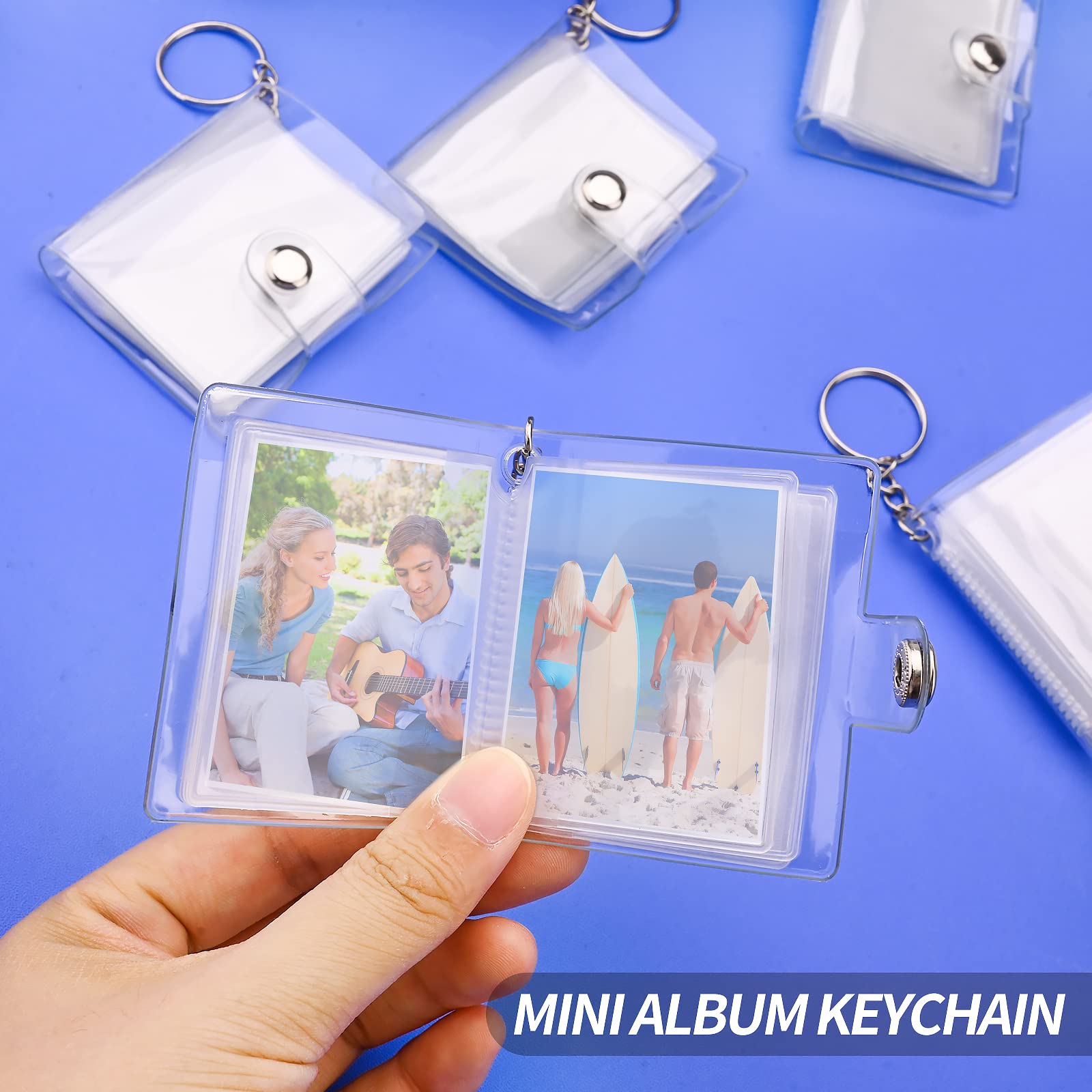 9 mini album fotografico trasparente, 2 pollici, piccolo portachiavi con 20 tasche, album fotografico, porta carte per album fotografico fai da te