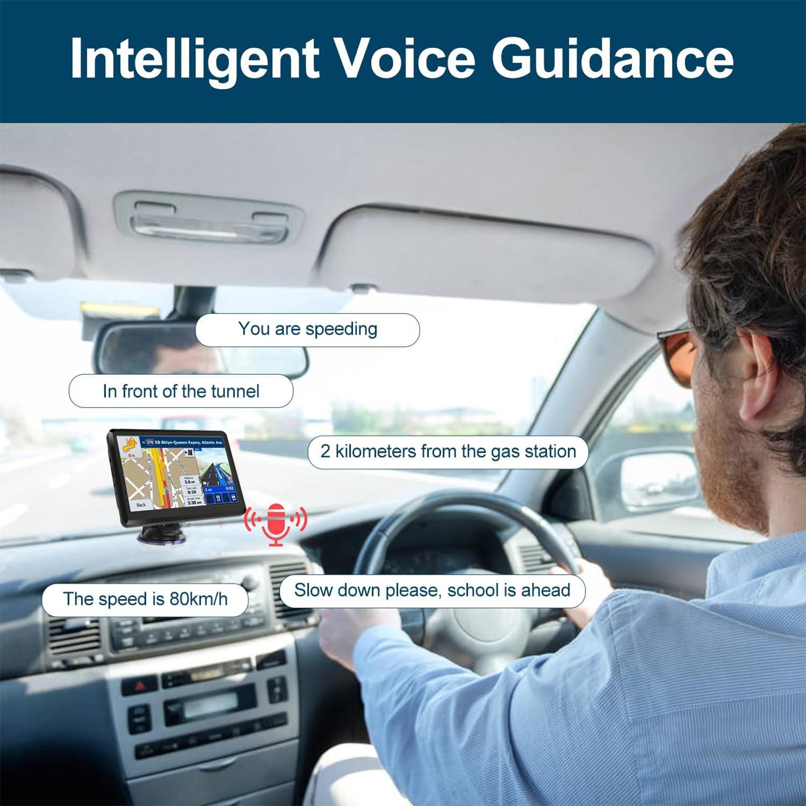 GPS Bluetooth Navigatore Satellitare per Auto, 7 Pollici 2023 Navigatore Satellitare per Camion con Bluetooth, Avviso Traffico Vocale, Aggiornamenti Gratuiti Delle Europa Mappa a vita