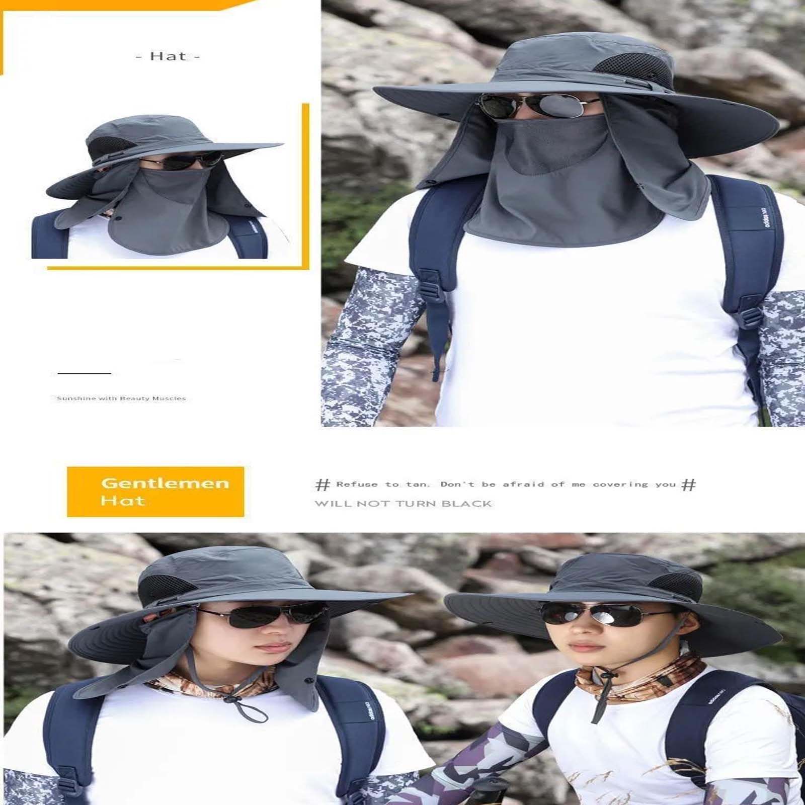 Cappello da pesca per uomo e donna, con protezione solare UPF 50+ e patta per il collo, cappello da spiaggia, cappello da escursionismo, cappello da pesca