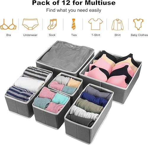 Miniatura 2 de Hinotori Organizador de cajones de tela plegable, caja de almacenamiento para armario, aparador, cajón divisor, cesta de cuarto de bebé,