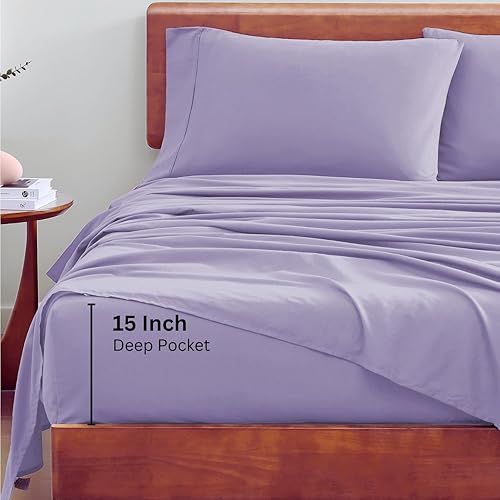 Miniatura 5 de LANE LINEN - Juego de sábanas de percal de 100 % algodón orgánico puro tamaño individual, 3 piezas, ultrasuaves, se adapta a colchones de hasta