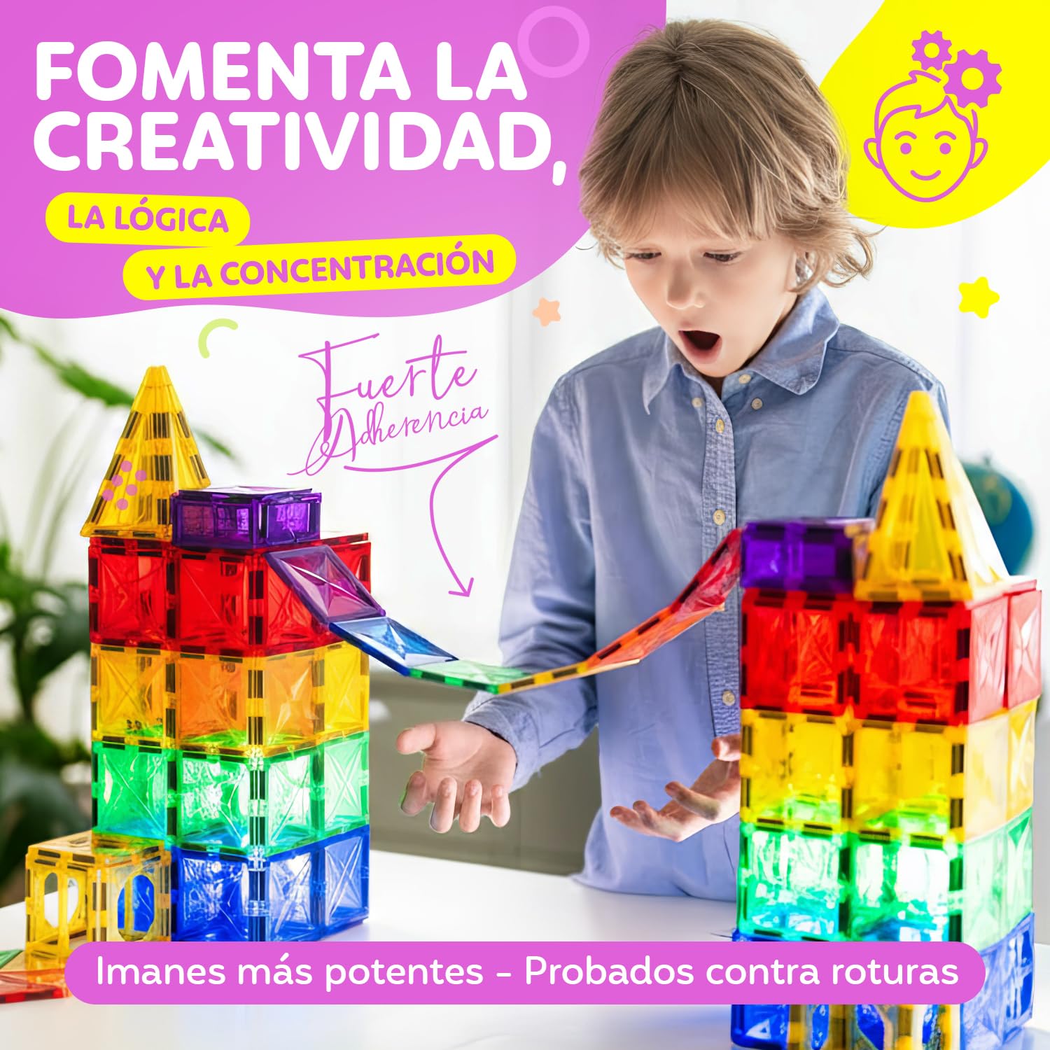 Bloques Magnéticos Construcción Niños 120 Piezas (2 Coches) – Piezas Magnéticas Niños 3+ Juego de Imanes Creativo – Magnetic Tiles Educativos – Juego de Construcción