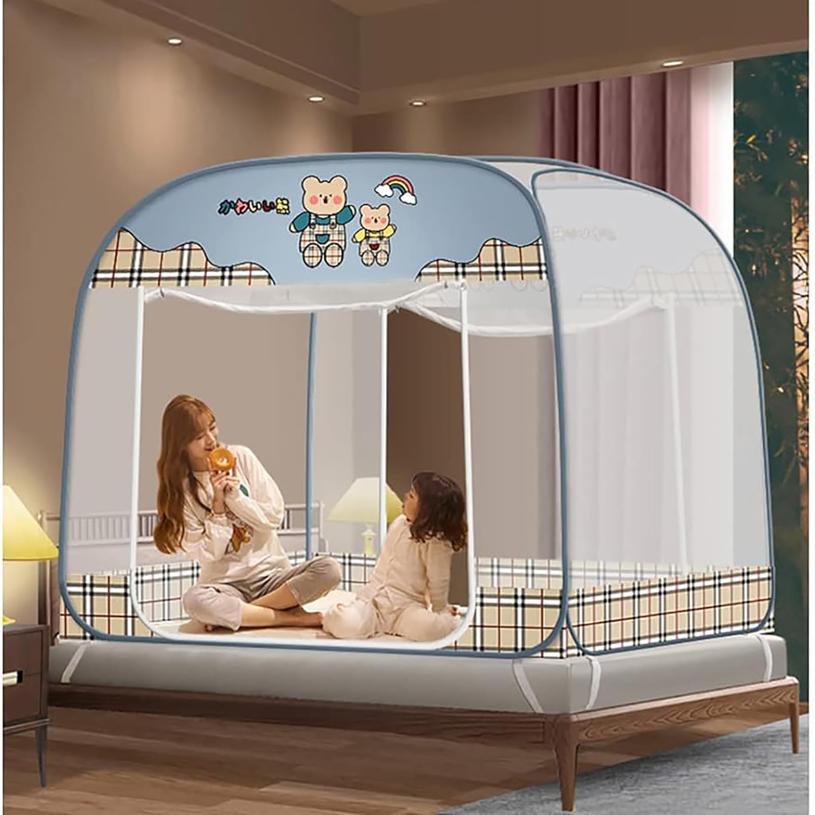 Zanzariera Pop-Up Zanzariera, Zanzariera da Campeggio Tenda Pieghevole con Zanzariera da Viaggio, Adatta per Letto/Divano/Esterno per Adulti/Blue/100 * 56 * 60Cm