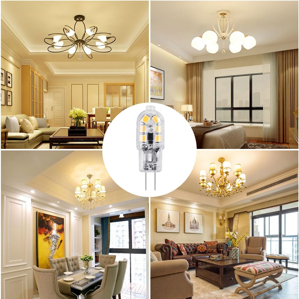 Vicloon G4 LED-lamp, [pak van 10] LED-lamp G4 LED-lamp transparant warm wit 2W 130lm vervanging voor 15W halogeenlampen 12V AC/DC, 3000K, 360 graden stralingshoek gloeilamp