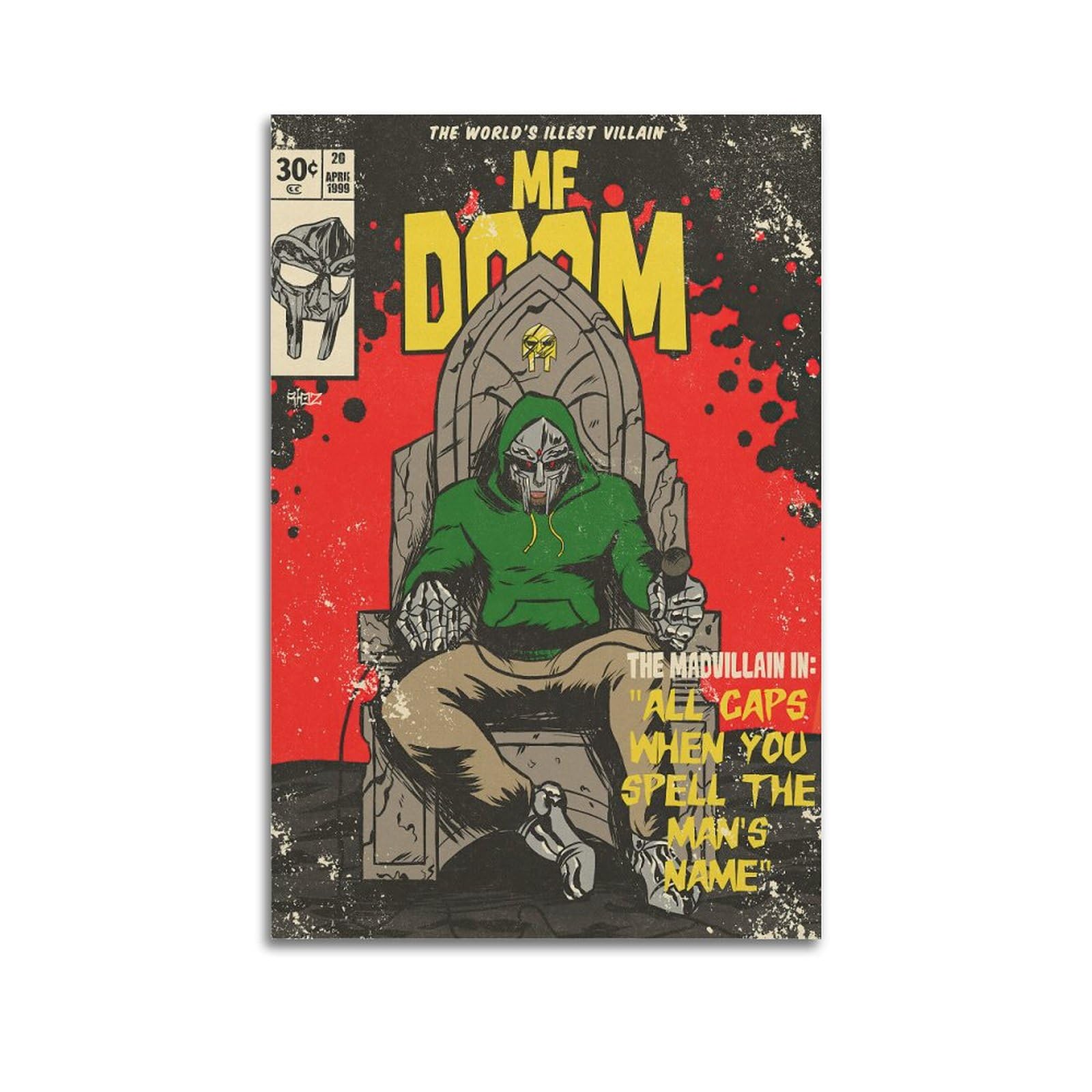 Amazon.com: MF DOOM Poster Hip-hop Rapper Poster Art Canvas for