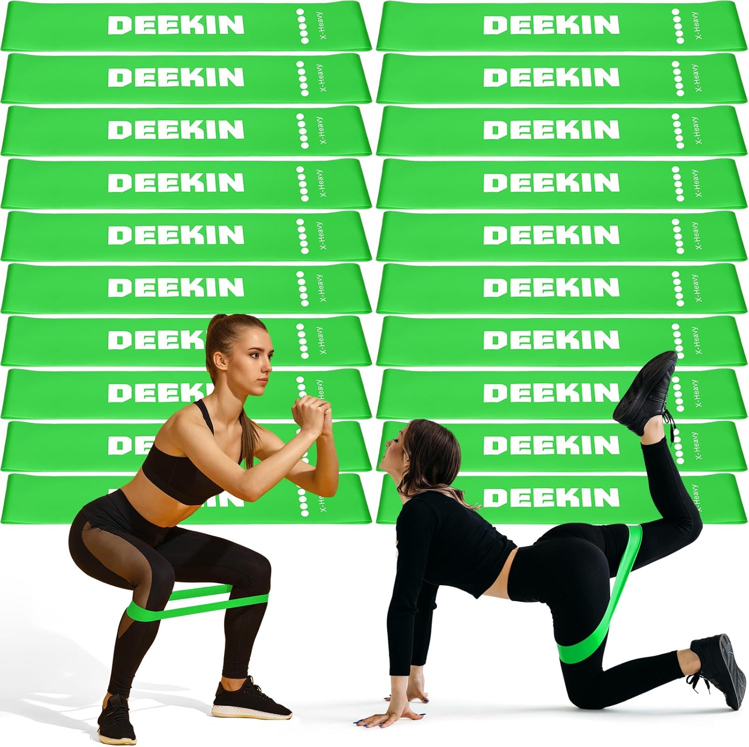Deekin 20 Pcs Resistance Bands Resistance Loop Exercise Bands Exercise Equipment Elastic Drap Ring for Women and Men Home Fitness, Gym, Yoga