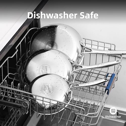 Miniatura 9 de DELUXE Juego de sartenes antiadherentes de cerámica híbrida de 5 piezas, sartenes de 8, 10, 12 pulgadas con tapas de vidrio templado, asas que se