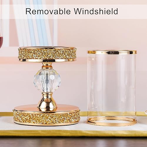 Miniatura 7 de Candelabros de huracán para velas de pilar, portavelas de pilar, soporte de vela de cristal para mesa de centro de comedor, boda, eventos, fiestas,