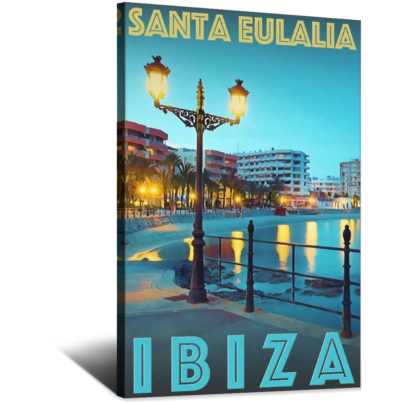 Poster Su Tela Vintage Ibiza Santa Eulalia – Stampa Artistica 40x60 Cm – Senza Cornice – Decorazione Da Parete Per Casa E Ufficio
