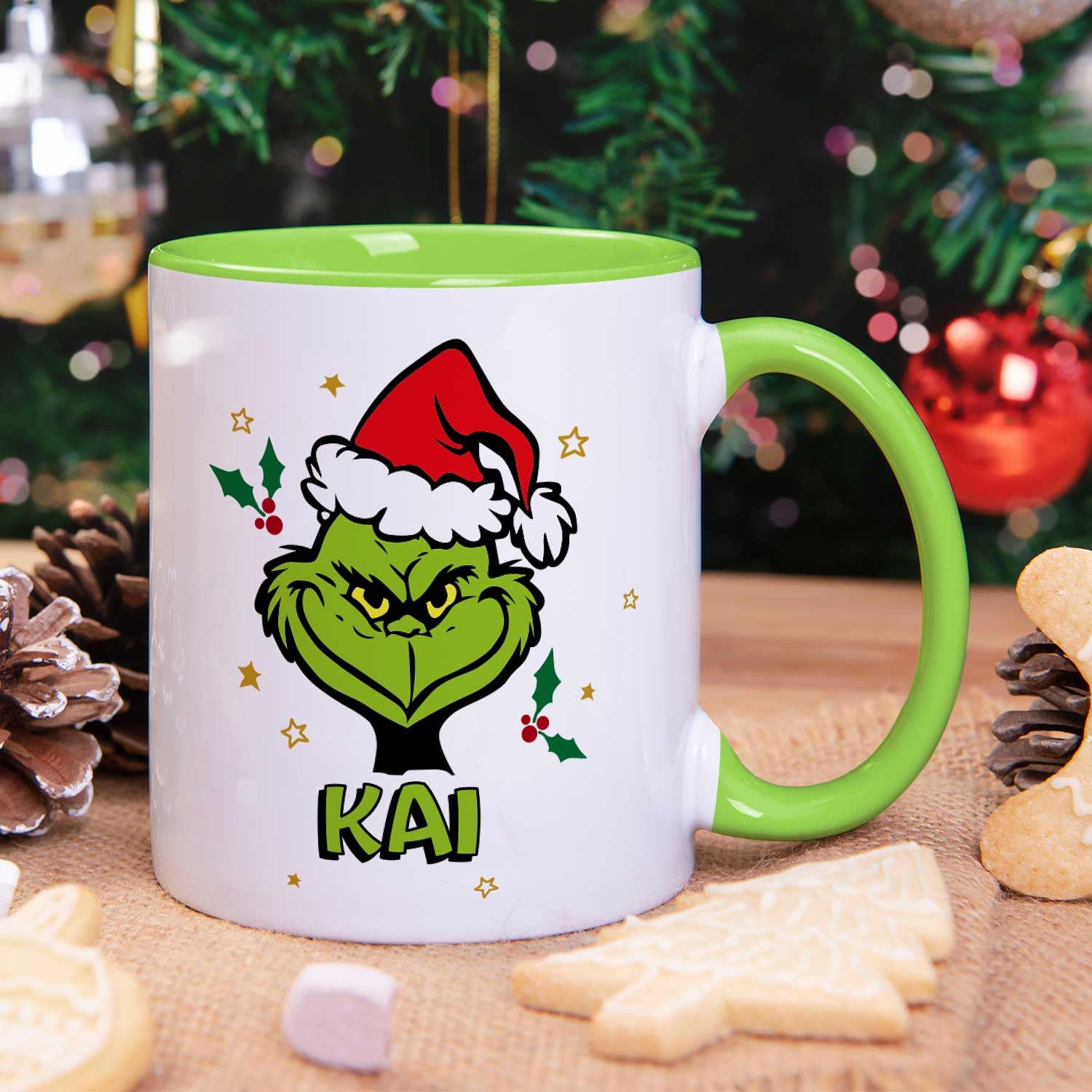 Personalisiert Grinch-Tasse Mit Namen – Spülmaschinenfest – Schwarz – 330 Ml – Made In Germany