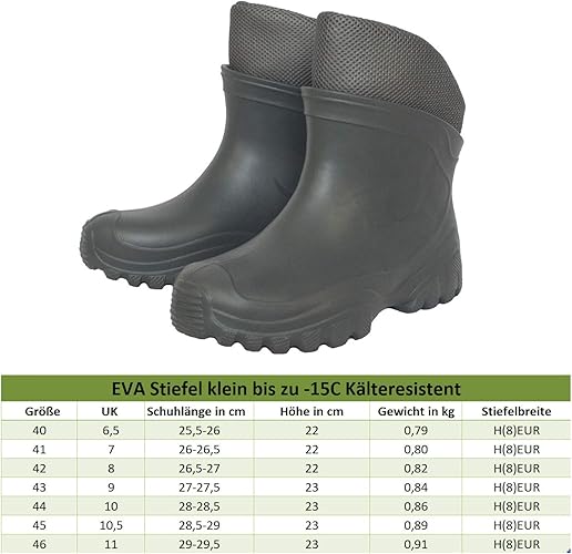 FortMen vederlichte Eva regenlaarzen, tuinlaarzen, maat 40-46, met warme gewatteerde binnenschoen gevoerde werkschoenen tuinlaarzen, (46