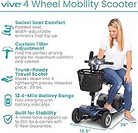 Vista 2 de Vive Patín de movilidad de 4 ruedas – Dispositivo eléctrico para silla de ruedas – Móvil compacto y resistente para viajes, adultos, ancianos