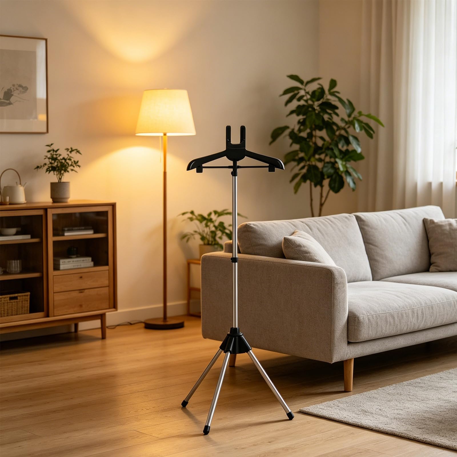 Faltbarer Kleiderbügelständer mit Verstellbarer Höhe aus Aluminiumlegierung und Kunststoff Platzsparendes Design Inklusive Aufbewahrungstasche für Wohnungen und Kleine Räume