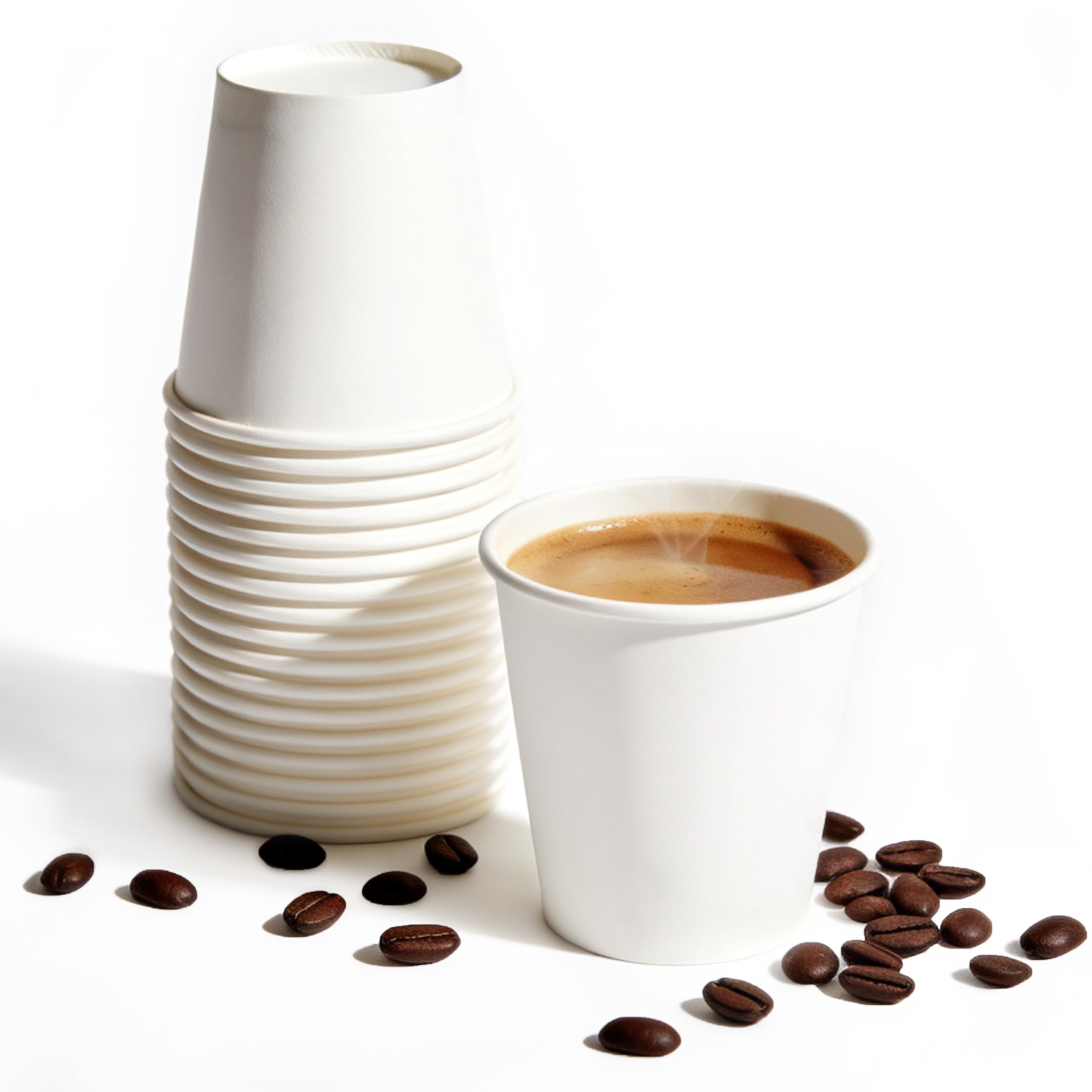 TashiBox Thick Espresso Cups Travel to Go, 200 Count (Pack of 1), White