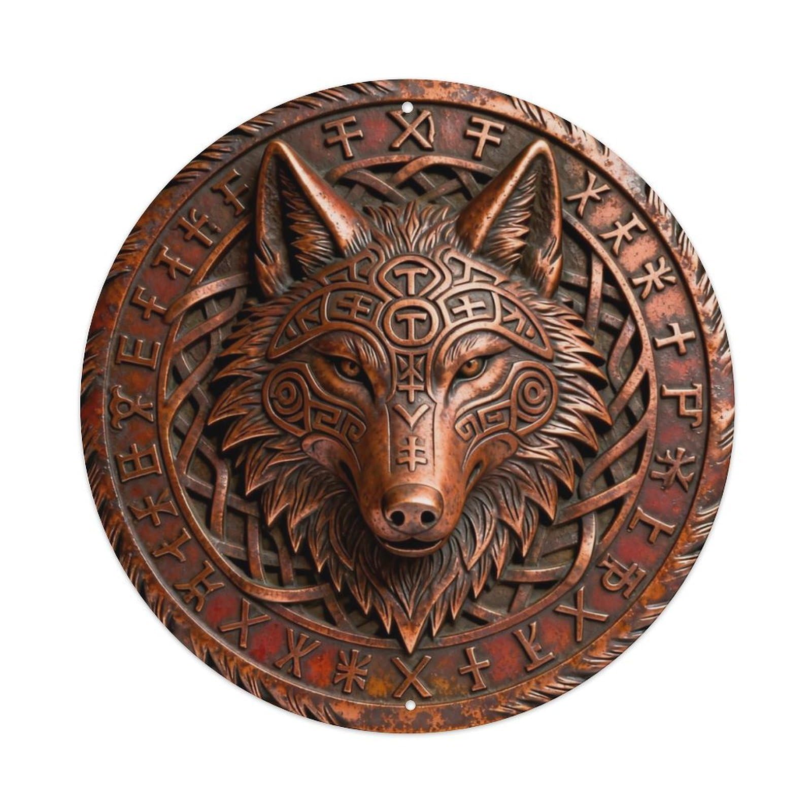Native Coyote Trickster Totem Rune Metal Tin Sign Plaque