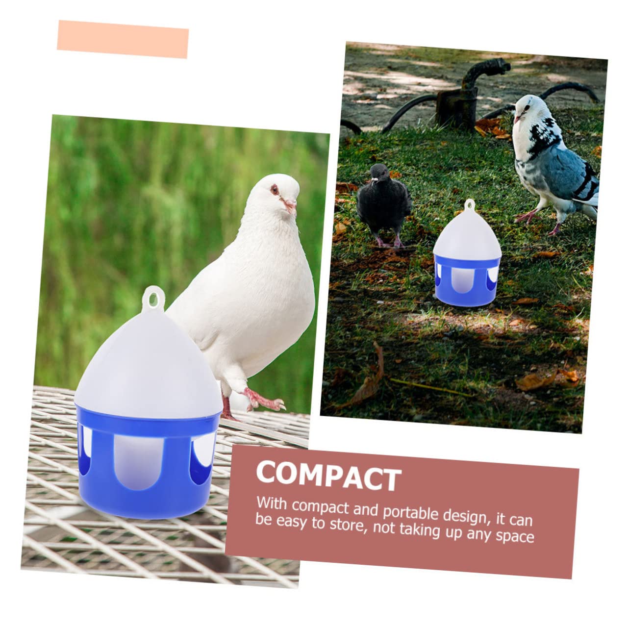 Mangeoire à Pigeons Portable Réutilisable 2 Pièces PVC 2l