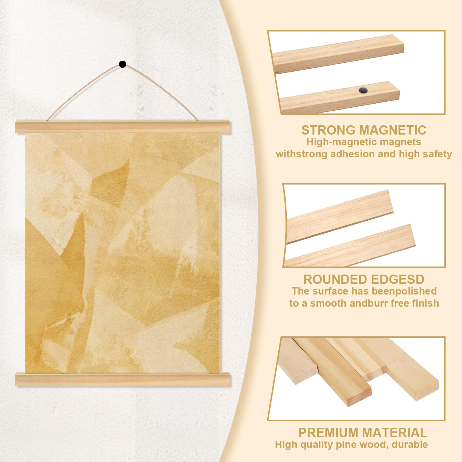Magnetische posterrail, 3 posterrails, 31 cm posterrails, houten lijst