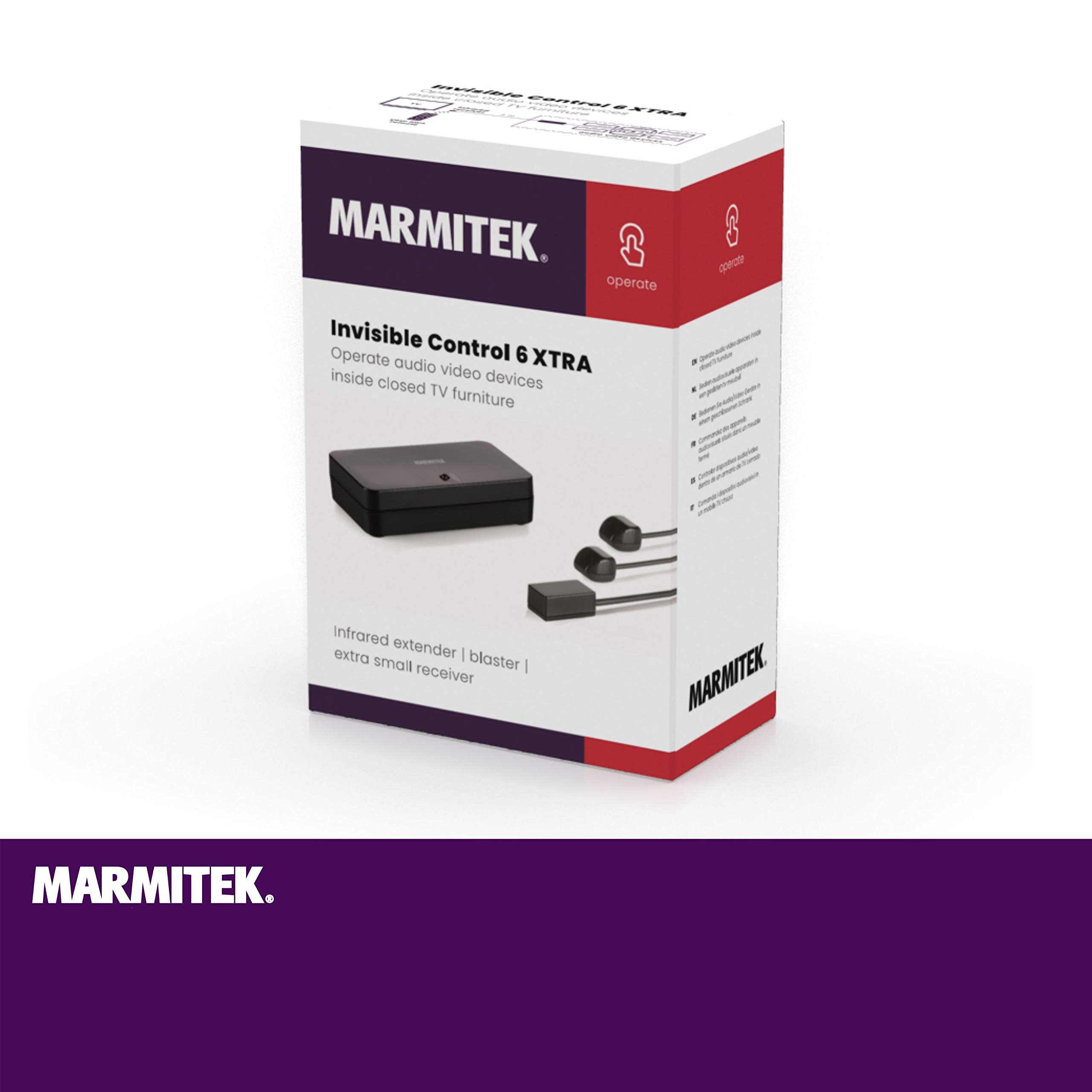 Ripetitore Infrarossi - Marmitek Invisible Control 6 XTRA - Funzionamento dei Dispositivi in ​​un Armadio Chiuso - Compatibile Con Tutti i Decoder TV Europei - Ricevitore Extra Piccolo - LED Blaster | Ripetitore IR per dispositivi nel mobile, 2 LED blaste