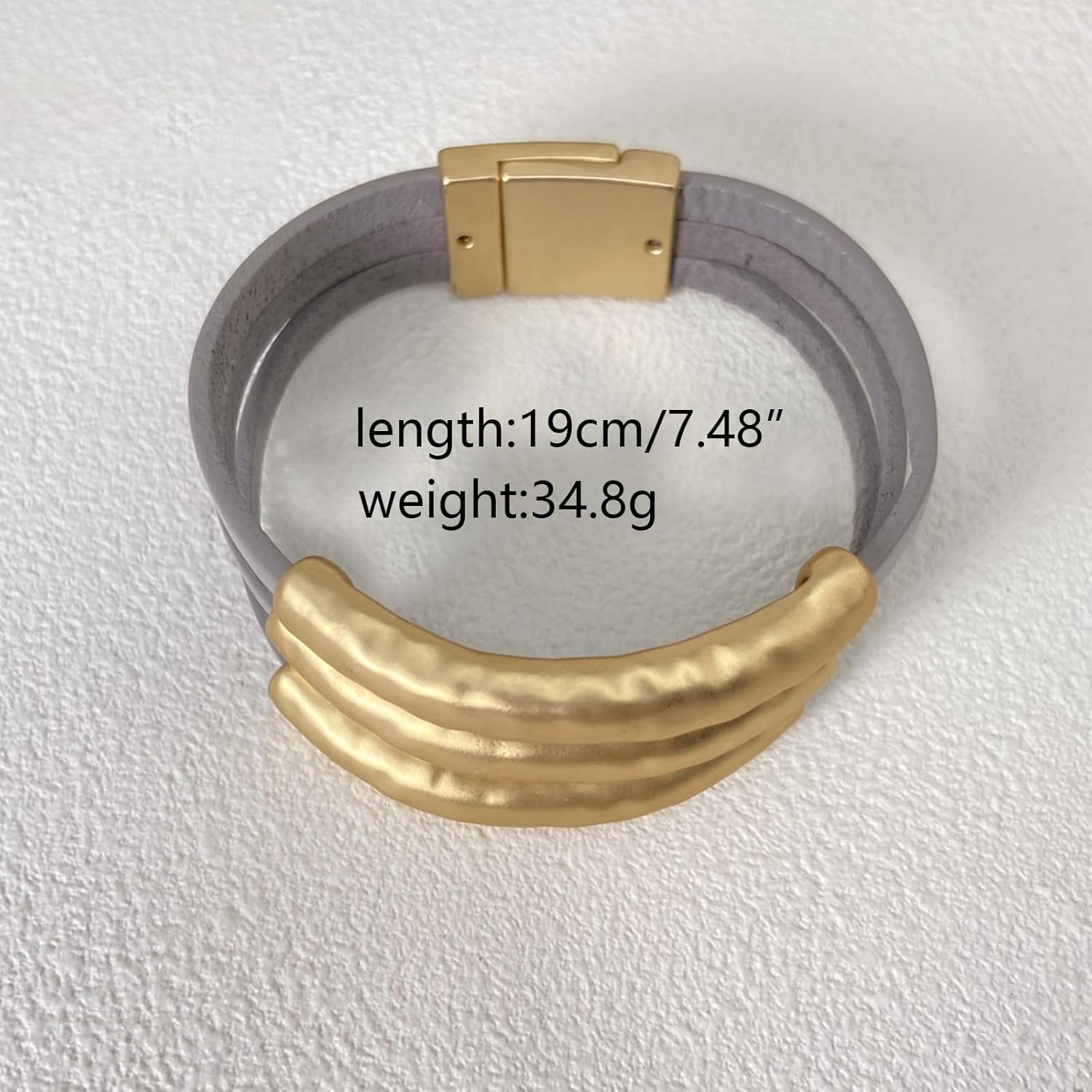 Bracelets for Women Leather Bracelet Multi-Layer Rope Wrap Bangle 14k Gold Plated Cirle Hollow Tube Boho Cuff Bangle Bracelets for Women Gift - Image 4