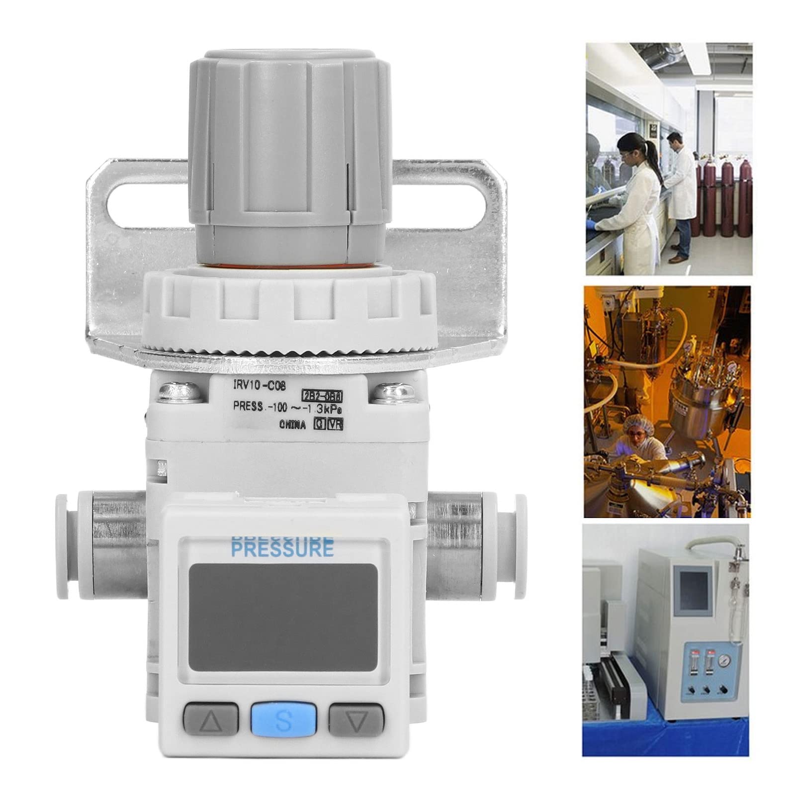 Cryfokt Vakuum-Druckregler mit Digitalem Manometer, Kompakter Pneumatischer Regler für Luftdruckleitungen und Druckluftgeräte, ABS, 1 Set für den Tragbaren Einsatz