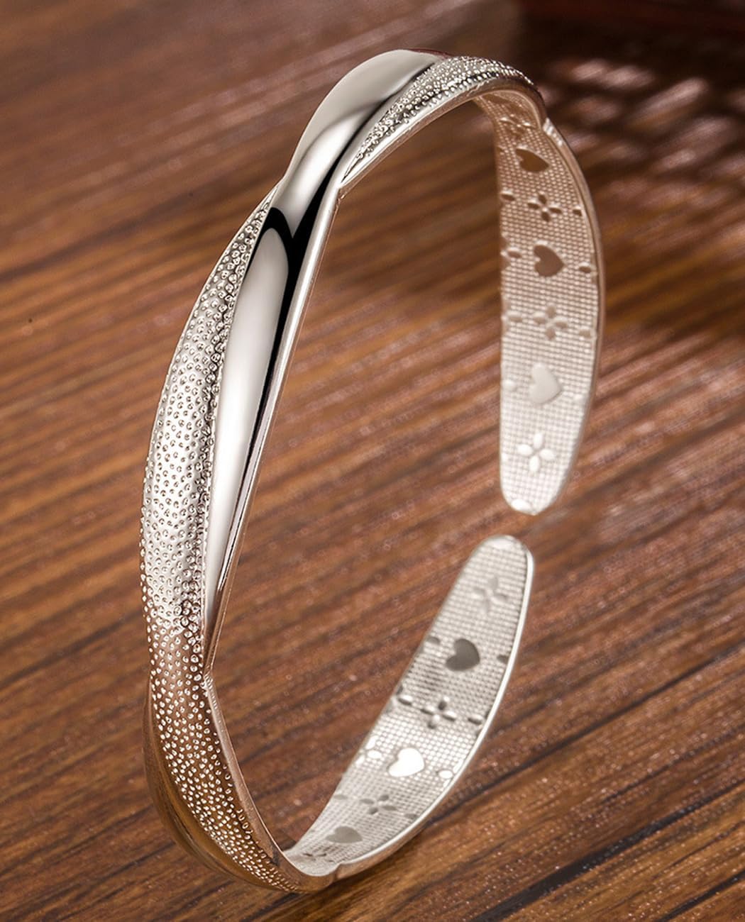 Ladies Sterling Silver Bracelet, S925 Adjustable Open Cuff Stackable Bracelets, Italian Handmade Jewelry Gift